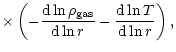 $\displaystyle \left( - {{{\rm d} \ln{\rho_{{\rm gas}}}} \over {{\rm d} \ln{r}}} -
{{{\rm d} \ln{T}} \over {{\rm d} \ln{r}}} \right),$