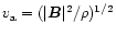 $v_{\rm a} = (\vert{\vec B}\vert^2/\rho)^{1/2}$