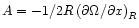 $A=-1/2 R \left( \partial \Omega / \partial x
\right)_{R}$