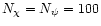 $N_{\chi }=N_{\psi }=100$