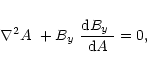 \begin{displaymath}
%
\mbox{$\nabla^2 A$ }+\mbox{$B_{y}$ }\frac{{\rm d} \mbox{$B_{y}$ }}{{\rm d}A}=0,
\end{displaymath}
