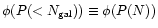 $\phi (P( < N_{\rm gal})) \equiv \phi (P(N))$