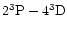 $2^3{\rm P}-4^3{\rm D}$