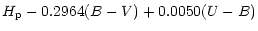 $\displaystyle H_{\rm p}-0.2964(B-V)+0.0050(U-B)$