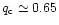$q_{\rm c}\simeq 0.65$