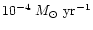 $10^{-4}\, \,M_\odot~{\rm yr}^{-1}$