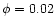 $\phi = 0.02$