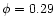 $\phi = 0.29$
