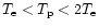 $T_{\rm e} < T_{\rm p} < 2T_{\rm e}$