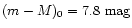 $(m-M)_0=7.8
\mbox{~mag}$