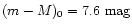 $(m-M)_0=7.6
\mbox{~mag}$
