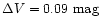 $\Delta
V=0.09 \mbox{~mag}$