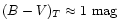 $(B-V)_{T} \approx 1 \mbox{~mag}$