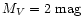 $M_V=2 \mbox{~mag}$