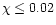 $\chi \leq 0.02$
