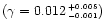$(\gamma=0.012^{\,\scriptscriptstyle +0.005}_{\,\scriptscriptstyle -0.001})$
