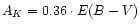 $A_K=0.36\cdot E(B-V)$