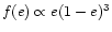 $f(e) \propto e(1 - e)^3$