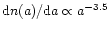 $ {\rm d}n(a)/{\rm d}a \propto a^{-3.5}$