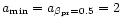 $a_{\rm min}=a_{\beta_{\rm pr}=0.5}=2~$