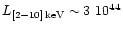 $L_{[2{-}10]\,{\rm keV}} \sim
3~10^{44}$