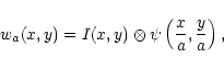 \begin{displaymath}w_a (x,y) = I(x,y) \otimes \psi\left(\frac{x}{a},\frac{y}{a}\right),
\end{displaymath}