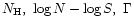 $N_{\rm H},\ \log N - \log S,\ \Gamma$