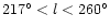 $217^{\circ}< l <260^{\circ}$