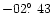 $-02\hbox{$.\!\!^\circ$ }43$