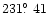$231\hbox{$.\!\!^\circ$ }41$