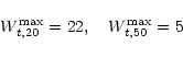 \begin{displaymath}W^{\max}_{t,20} = 22, \quad W^{\max}_{t,50}= 5
\end{displaymath}