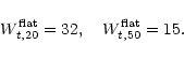 \begin{displaymath}W^{\rm flat}_{t,20} = 32, \quad W^{\rm flat}_{t,50} = 15.
\end{displaymath}
