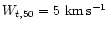 $W_{t,50}=5~{\rm km}\, {\rm s}^{-1}$