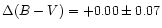 $\Delta (B-V) =+0.00 \pm 0.07$