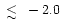 $\raisebox{-5pt}{$\;\stackrel{\textstyle <}{\sim}\;$ }-2.0$