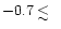 $-0.7 \raisebox{-5pt}{$\;\stackrel{\textstyle <}{\sim}\;$ }$
