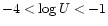 $-4 < \log U < -1$