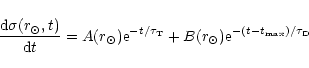 \begin{displaymath}\frac{{\rm d}\sigma (r_{\odot },t)}{{\rm d}t}=A(r_{\odot }){\...
...au _{\rm T}}+B(r_{\odot }){\rm e}^{-(t-t_{\max})/\tau _{\rm D}}\end{displaymath}