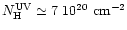 $N_{\rm H}^{\rm UV} \simeq 7~10^{20}\ \rm cm^{-2}$