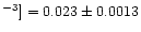 $^{-3}]=0.023\pm 0.0013$