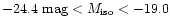 $-24.4~{\rm mag}<
M_{\rm iso}<-19.0$
