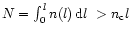 $N = \int_0^l n(l)\, {\rm d}l \ > n_{\rm c} l$