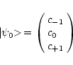 \begin{displaymath}\vert{\psi}_{0}{\makebox[1.5ex][l]{\hspace{-0.1ex}$>$ }} = \l...
...array}{lll}
c_{-1} \\
c_{0} \\
c_{+1} \\
\end{array}\right)
\end{displaymath}