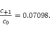 \begin{displaymath}\frac{c_{+1}}{c_{0}} = 0.07098.
\end{displaymath}