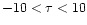 $-10< \tau <10$