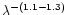 $\lambda^{-(1.1-1.3)}$