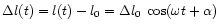 $\Delta l(t) = l(t) - l_0 =
\Delta l_0 \; \cos(\omega t +\alpha)$