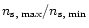 $n_{\rm s,\ \!max}/n_{\rm s,\ \!min}$