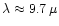 $\lambda\approx9.7\,\mu$