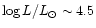 $\log L/L_{\odot} \sim 4.5$